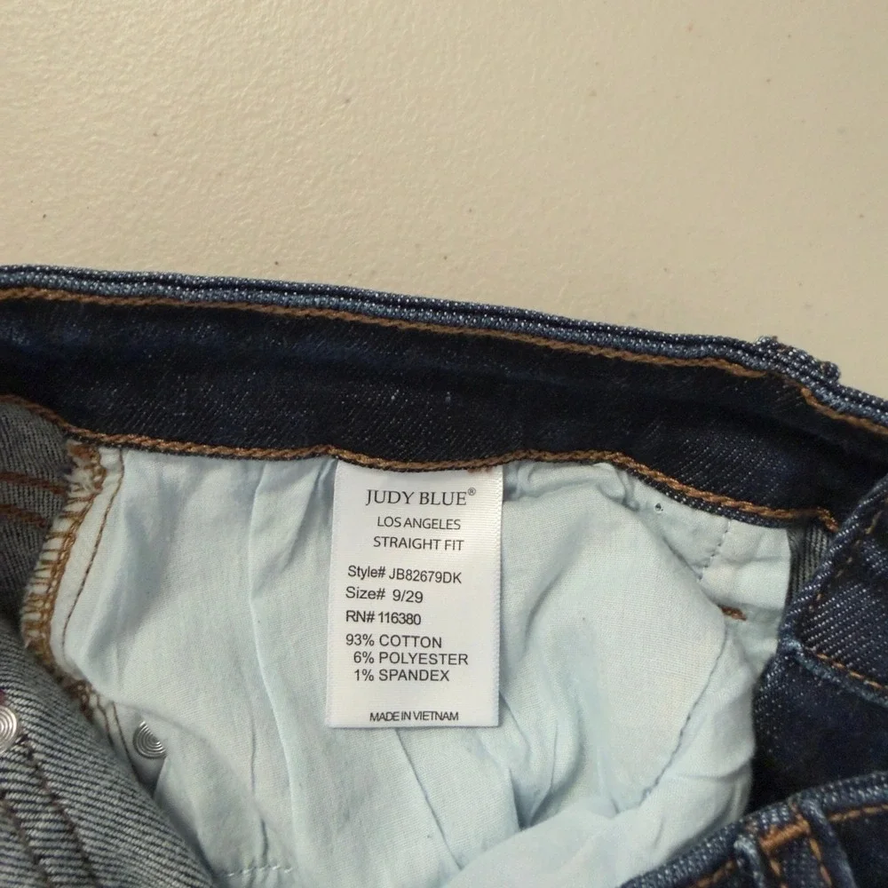 Judy Blue Straight Fit Jeans Womens 9/29 Long Dark Wash Stretch Denim Pants